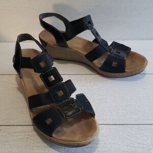 Rieker black elastic sling back straps woman sandals sandals size 37 (6)